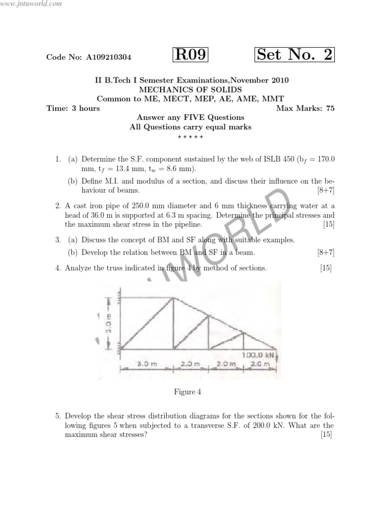 Mechanics of Solids Exam Questions | PDF | Yield (Engineering) | Stress ...
