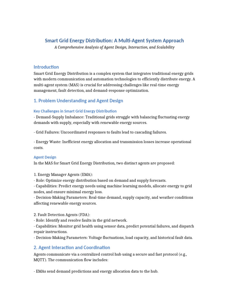 Multi-Agent System for Smart Grid | PDF | Smart Grid | Electrical Grid