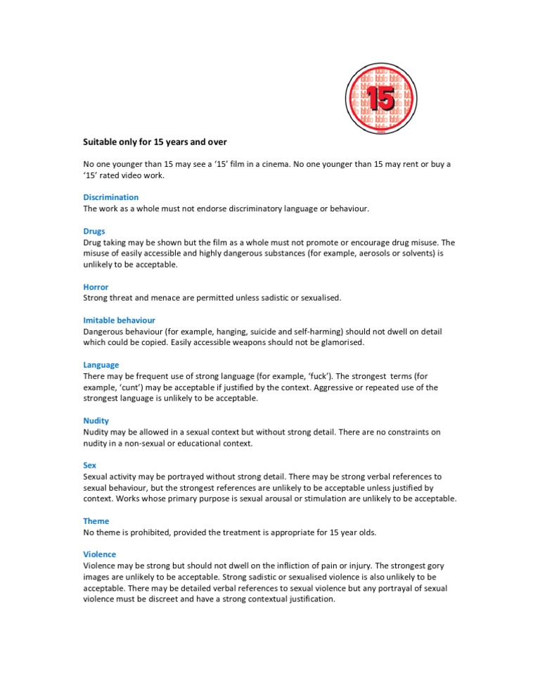 BBFC Classifications and Imitable Behaviour | PDF | Self-Improvement
