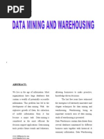 Data Warehousing and Data Mining Final Year Seminar Topic