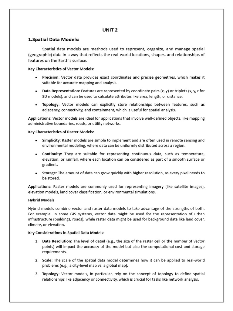 Spatial Data Models Explained: Vector & Raster | PDF | Geographic ...