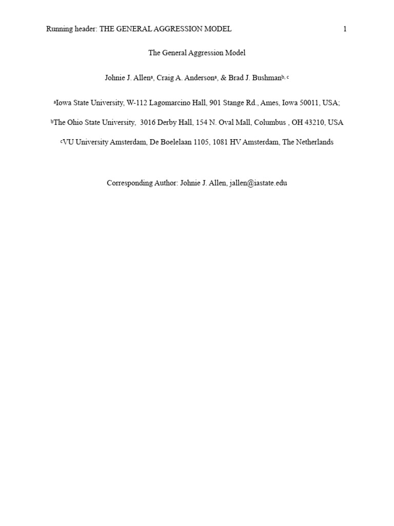 Understanding the General Aggression Model | PDF | Aggression | Perception
