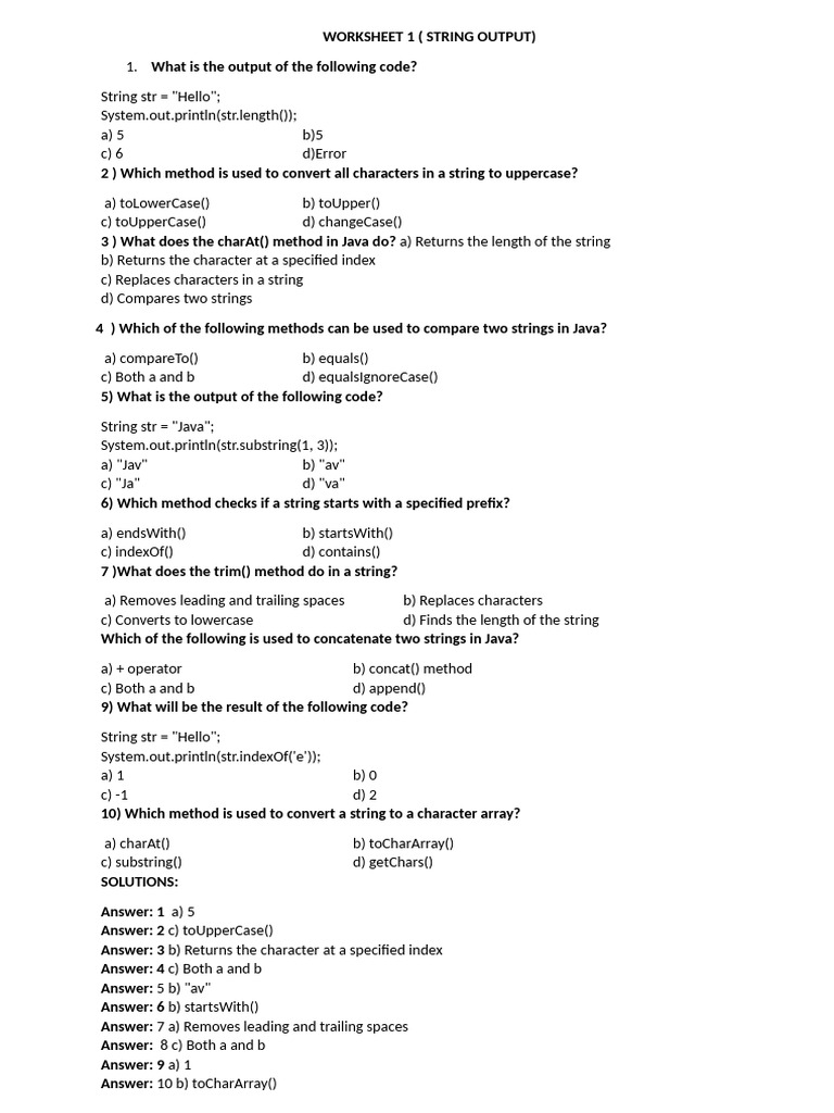 worksheet 1 String(OUTPUT) | PDF