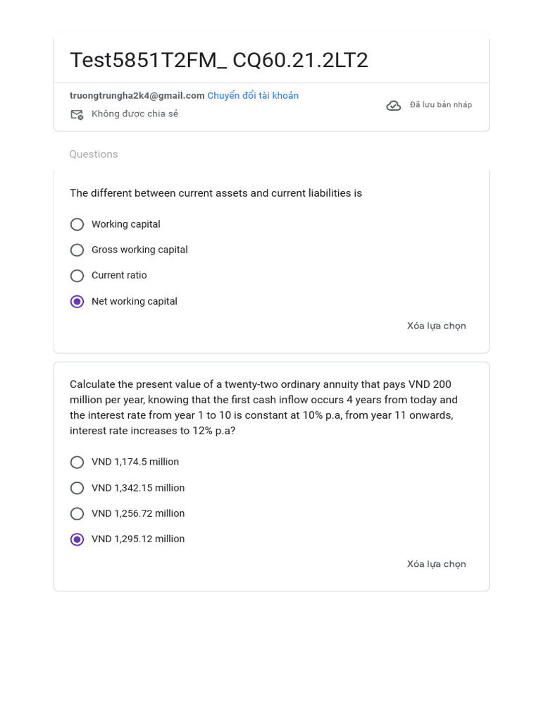 TEST F5 ACCA | PDF | Revenue | Working Capital