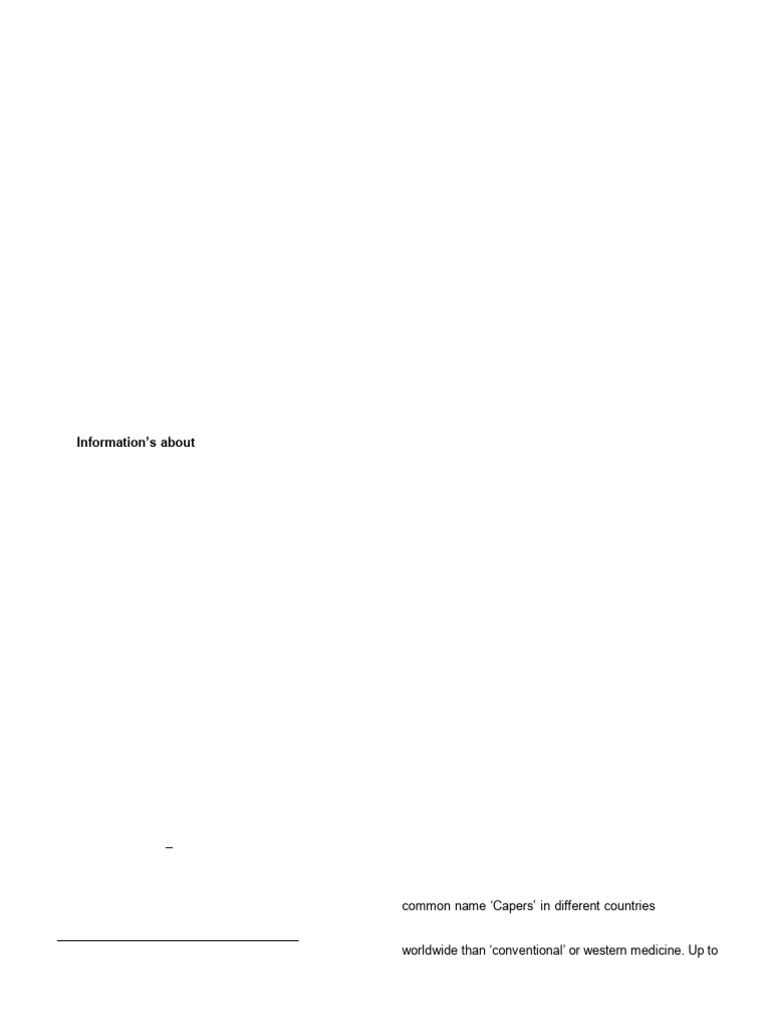 Ethnobotanical Study of Capparis spinosa | PDF