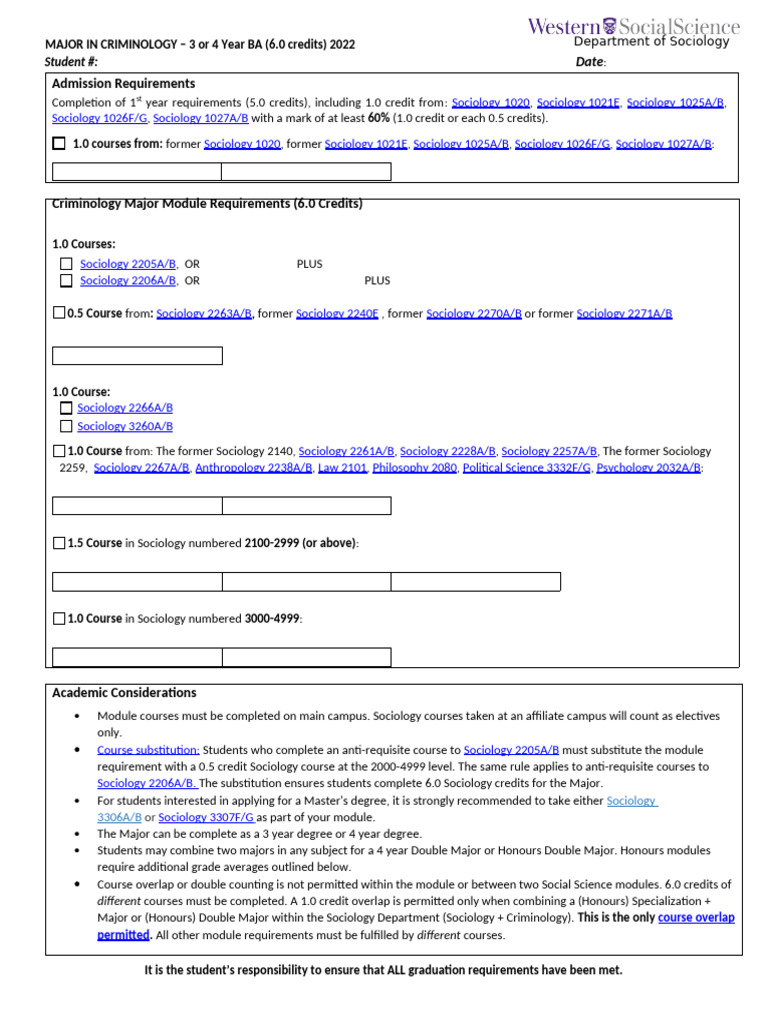Criminology Major Requirements 2022 | PDF | Academic Degree | Sociology