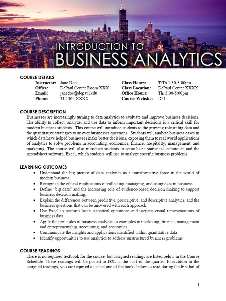 Introduction to Business Analytics Course | PDF | Analytics | Data Analysis