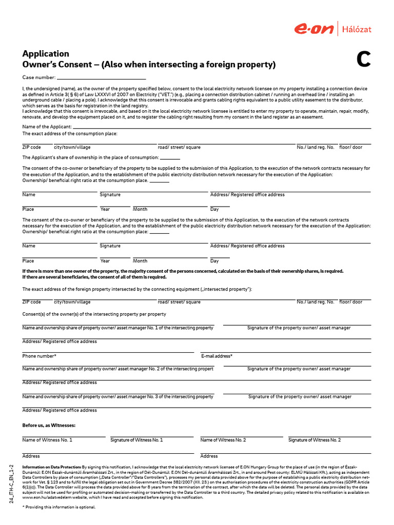 Owner's Consent for Electricity Connection | PDF | Property