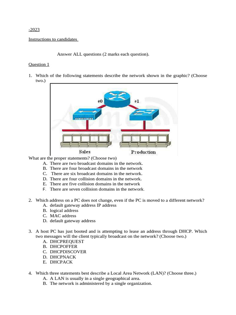 network test 1 2023 | PDF | Ip Address | Computer Network