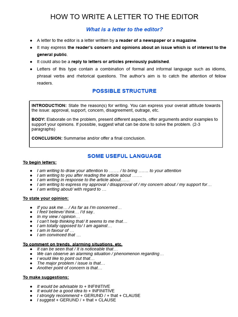 How To Write A Letter To The Editor | PDF