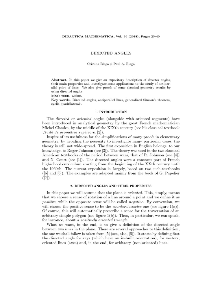 Geometry: Directed Angles Explained | PDF | Angle | Rotation
