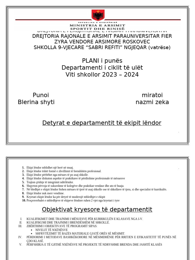 Ekipi Lëndor | PDF