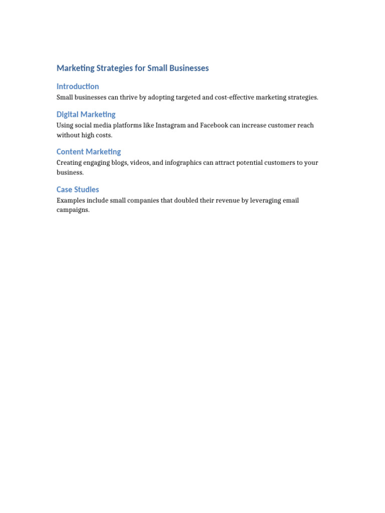 Effective Marketing for Small Businesses | PDF