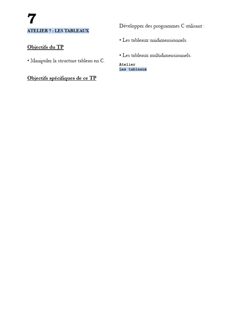 Introduction aux Tableaux en C | PDF | Mathématiques