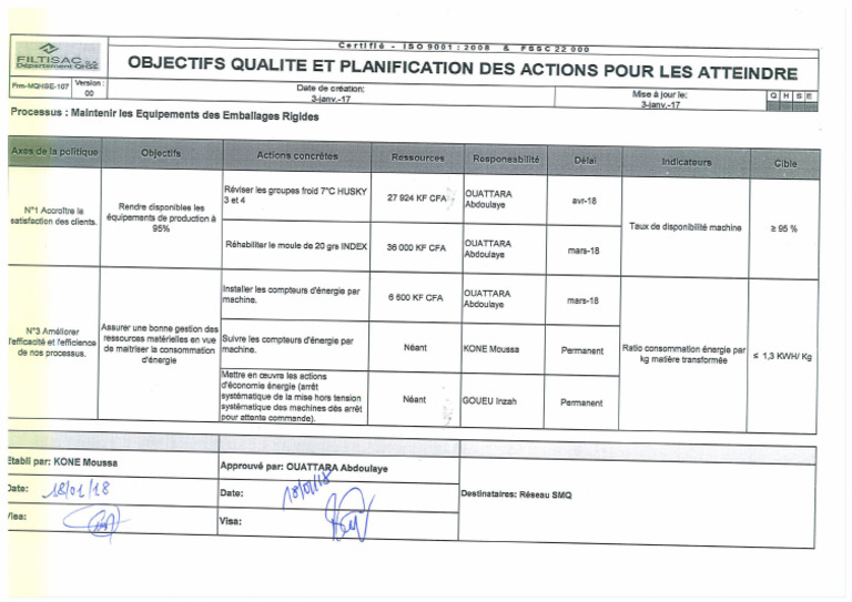 Objectif Qualité MEER Filtisac | PDF