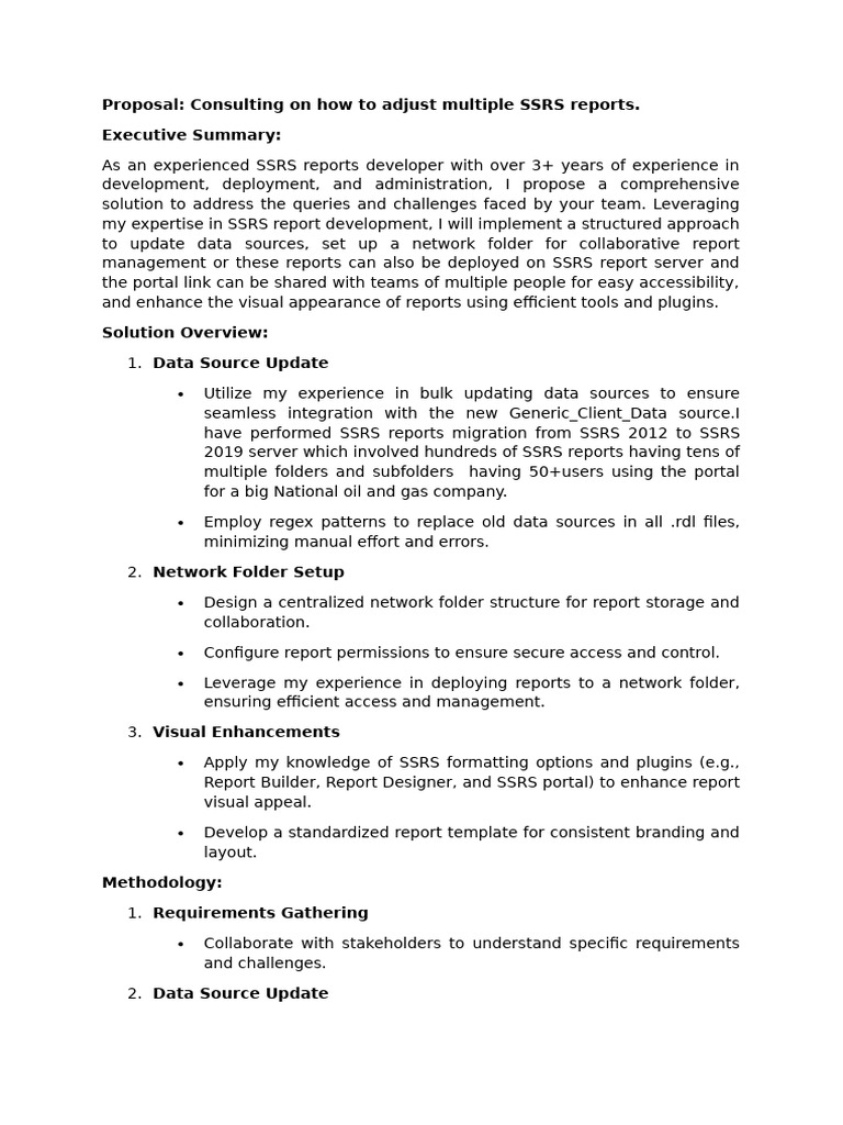 SSRS Reports Consulting Proposal | PDF | Information Technology ...