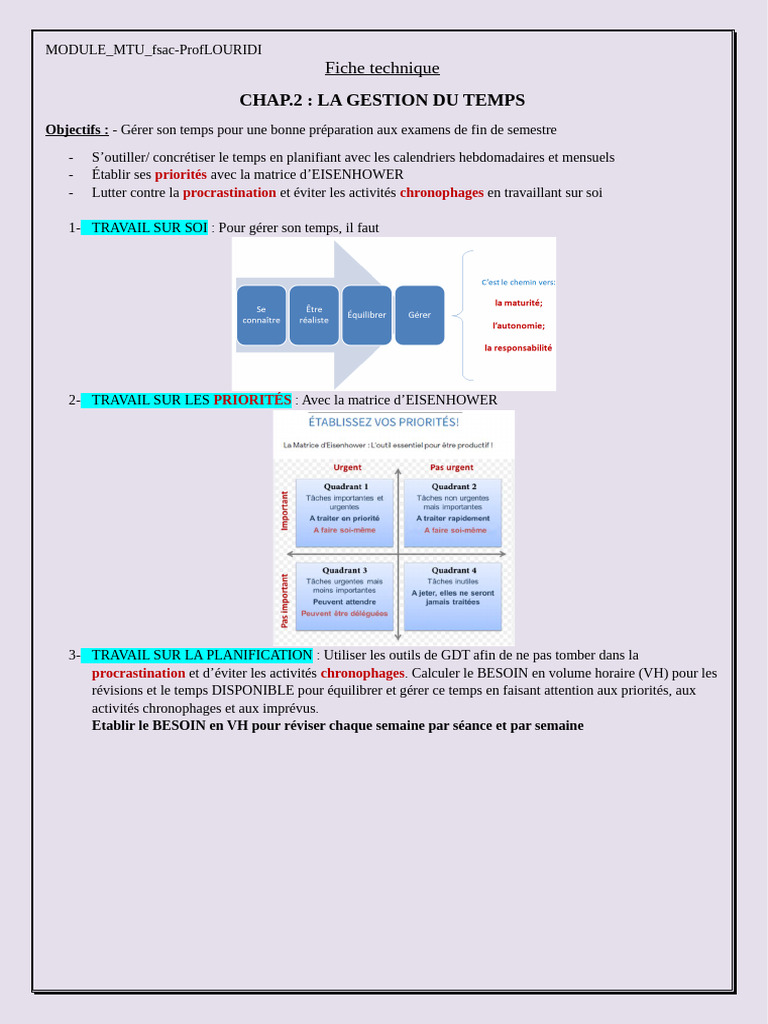 Gestion du temps et activités chronophages | PDF