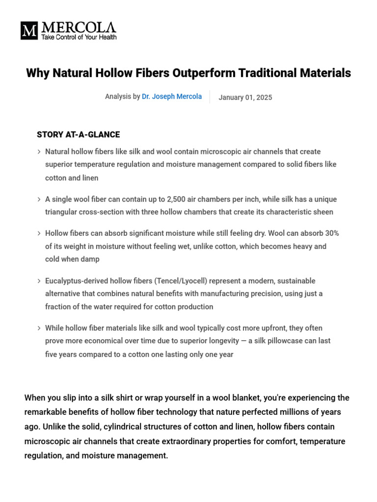 Natural Hollow Fibers PDF | PDF | Wool | Textiles
