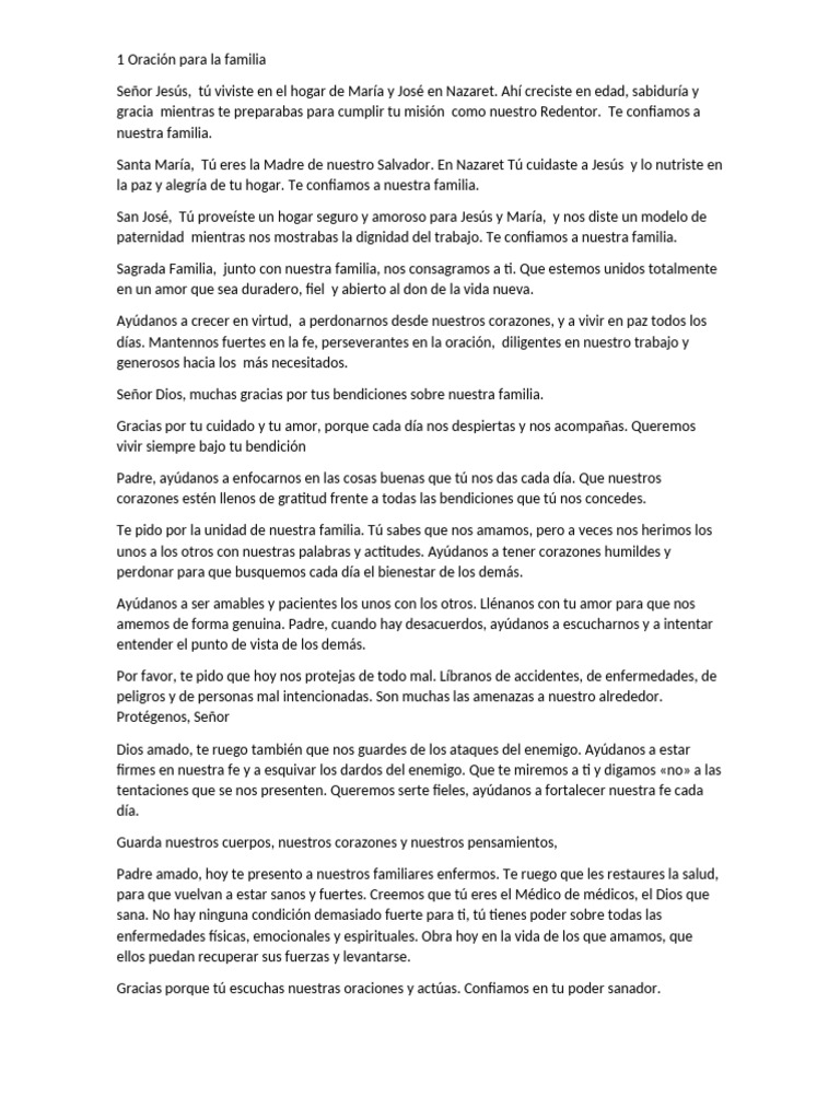 Oración por la familia y el hogar | PDF | Oración | Amor