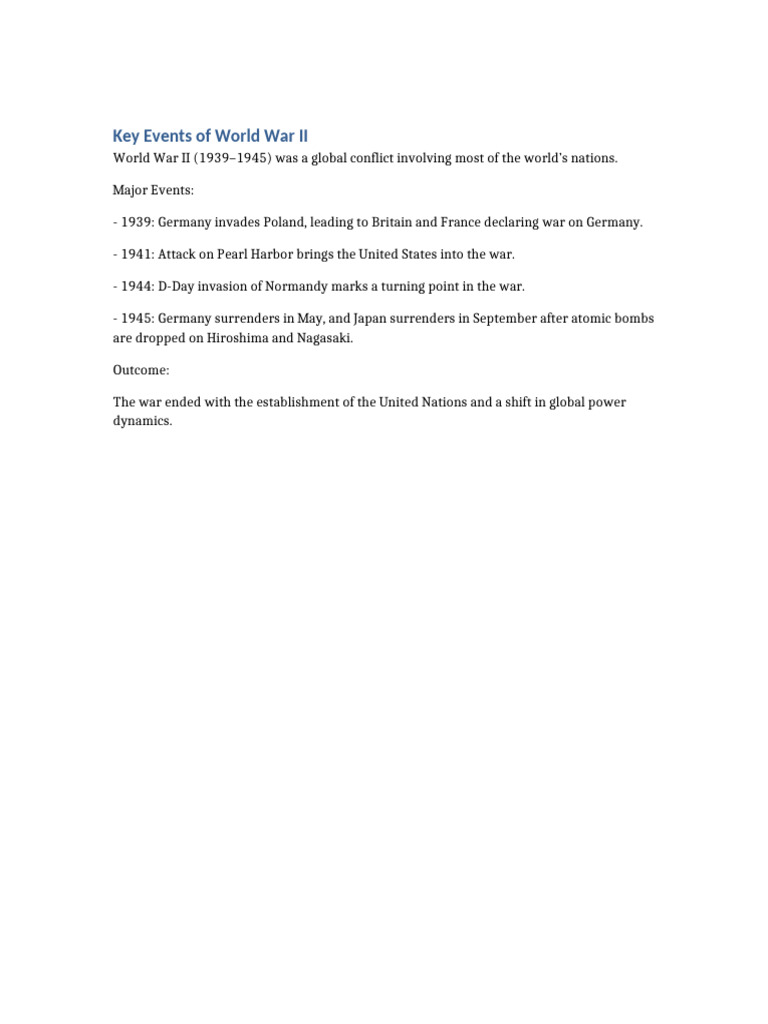 Key Events of World War II | PDF
