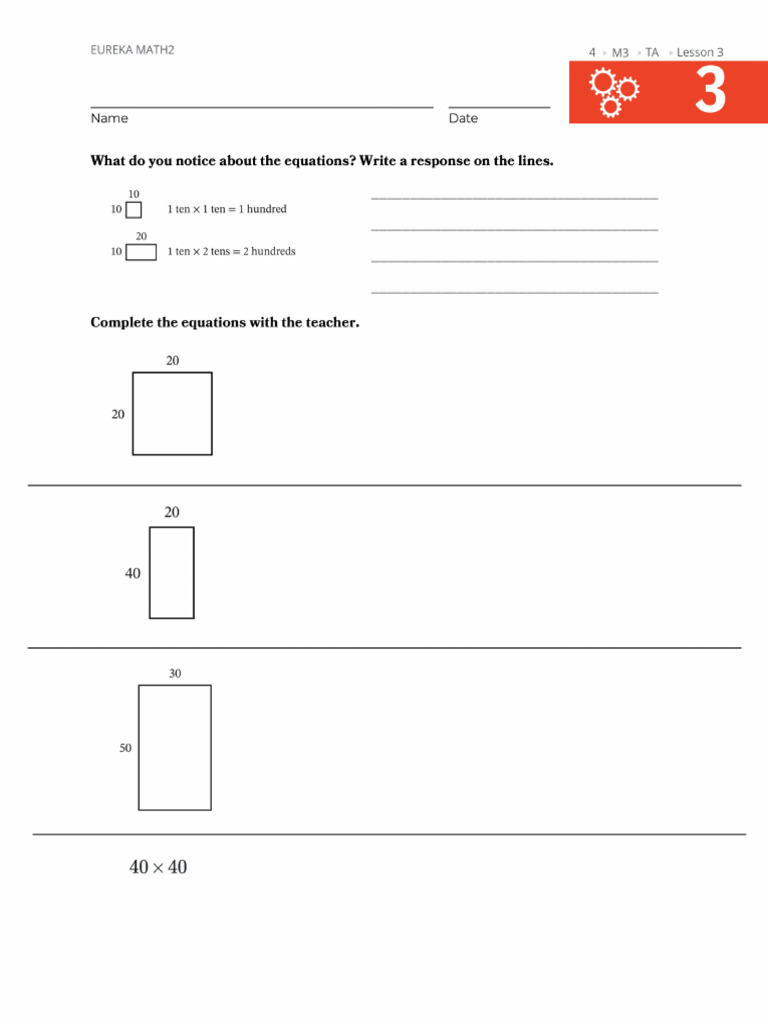 Eureka Math Packet M3 L3 | PDF