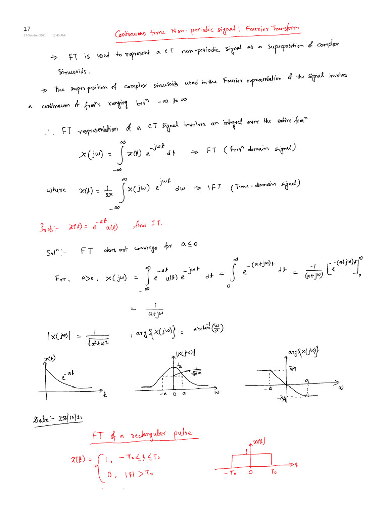 Continuous Time Non-Periodic Signal - FT | PDF