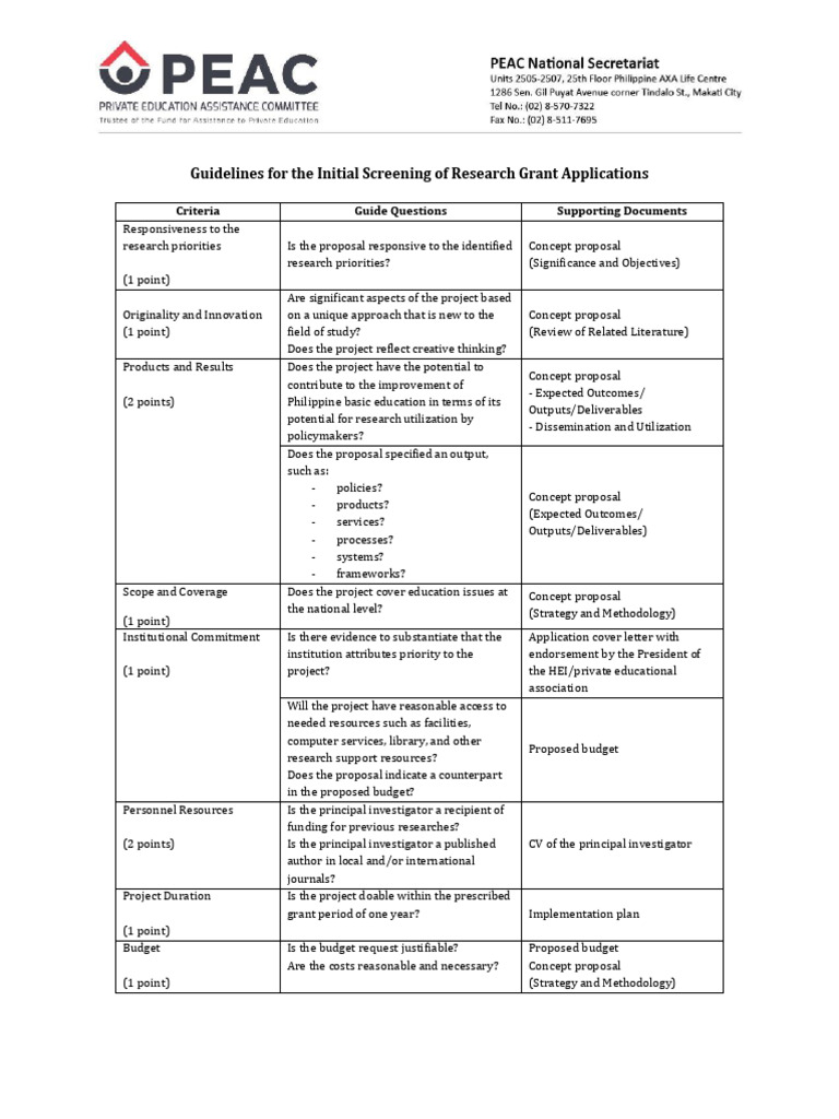 Guidelines for Initial Screening 2020 2021 | PDF | Policy | Budget