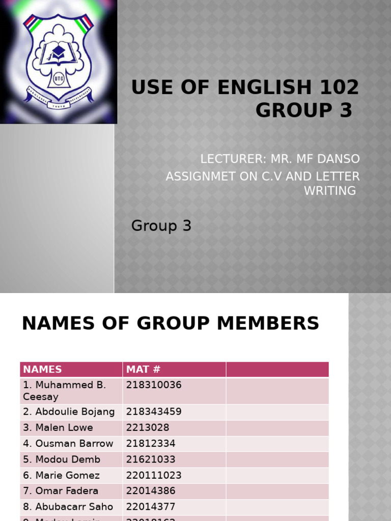 Use of English 102 Group 3 Assignment | PDF | Résumé