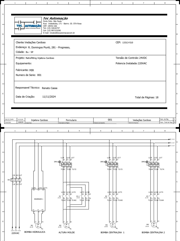 Projeto Injetora Cardoso: Desenhos Elétricos | PDF