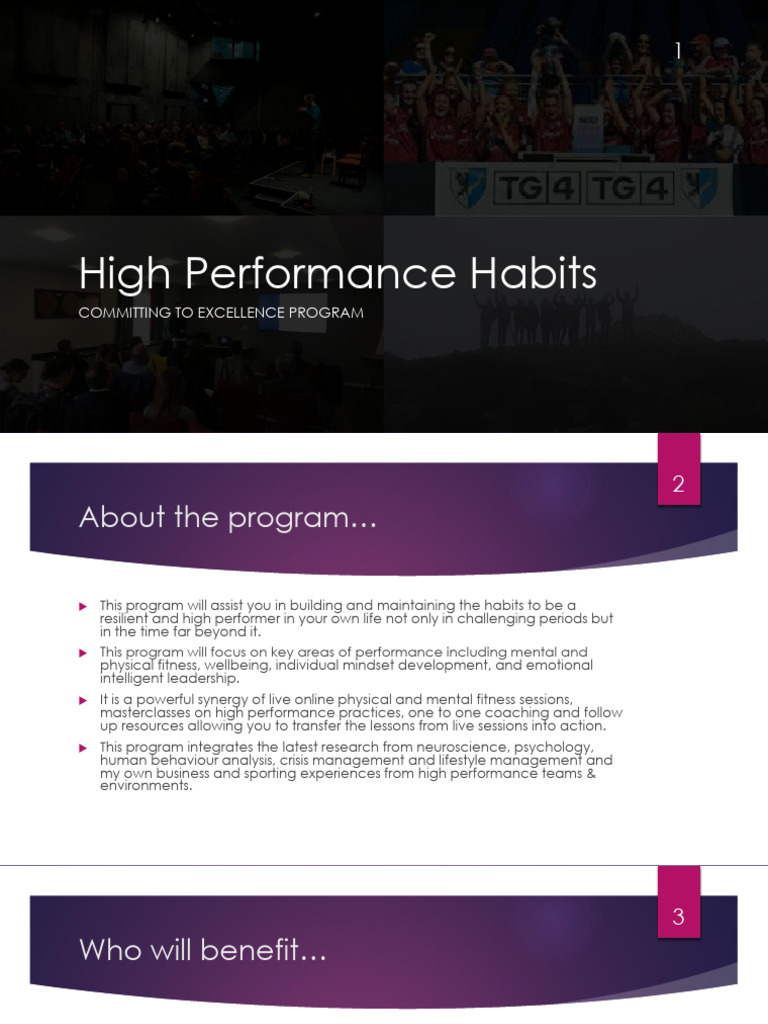 High Performance Habits Program Overview | PDF | Mental Health | Meditation