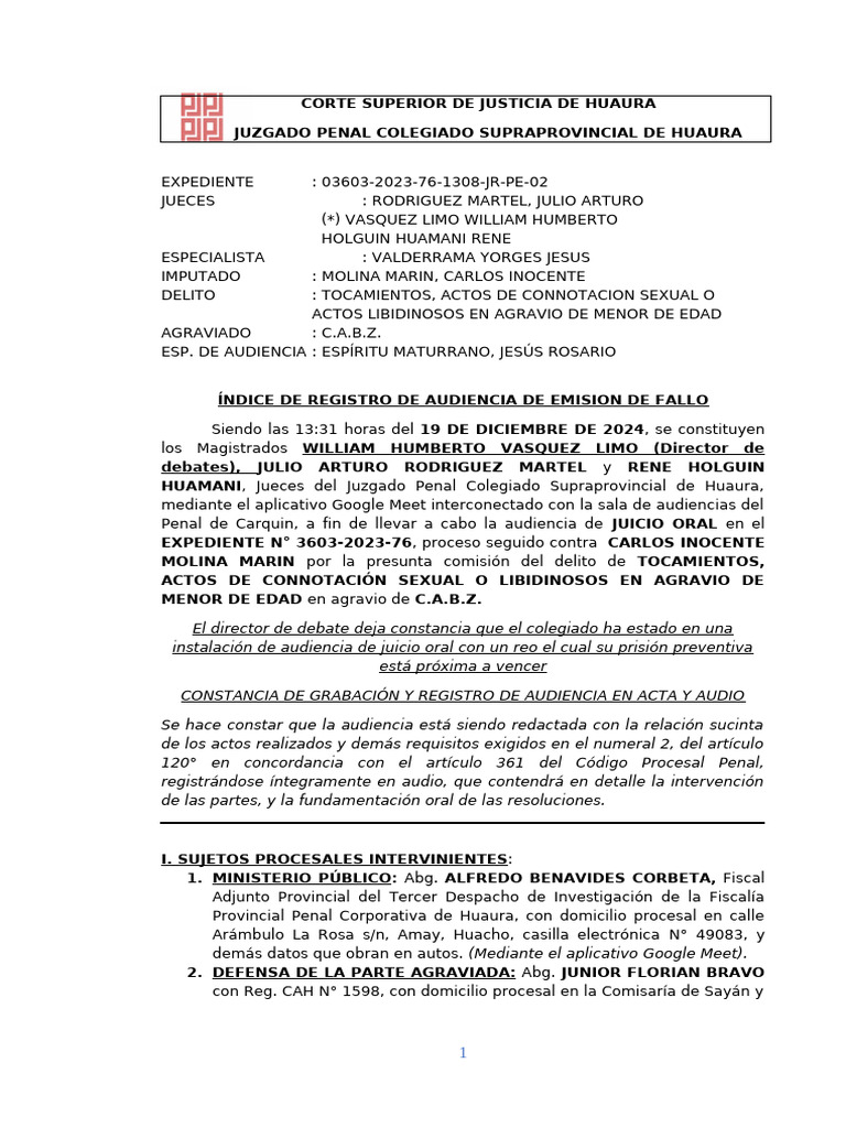 Juicio por Delito Sexual en Huaura | PDF | Sentencia (ley) | Castigos