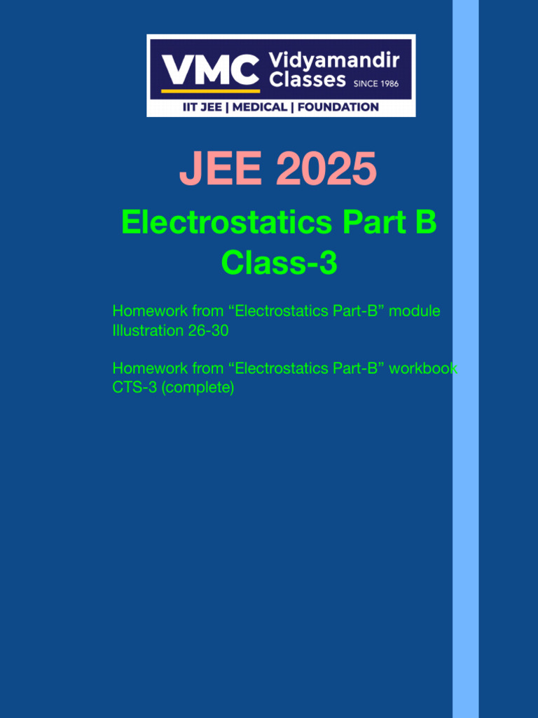 JEE 2025 Electrostatics Homework Guide | PDF | Applied And ...