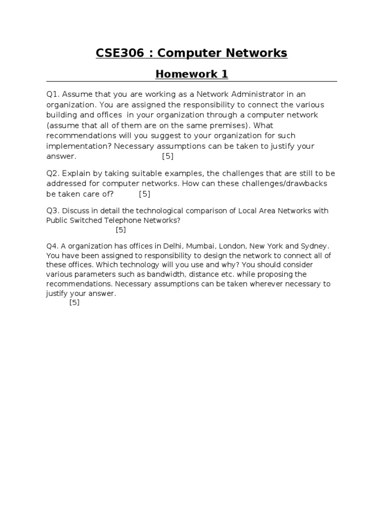 Computer Networks Homework Guide | PDF
