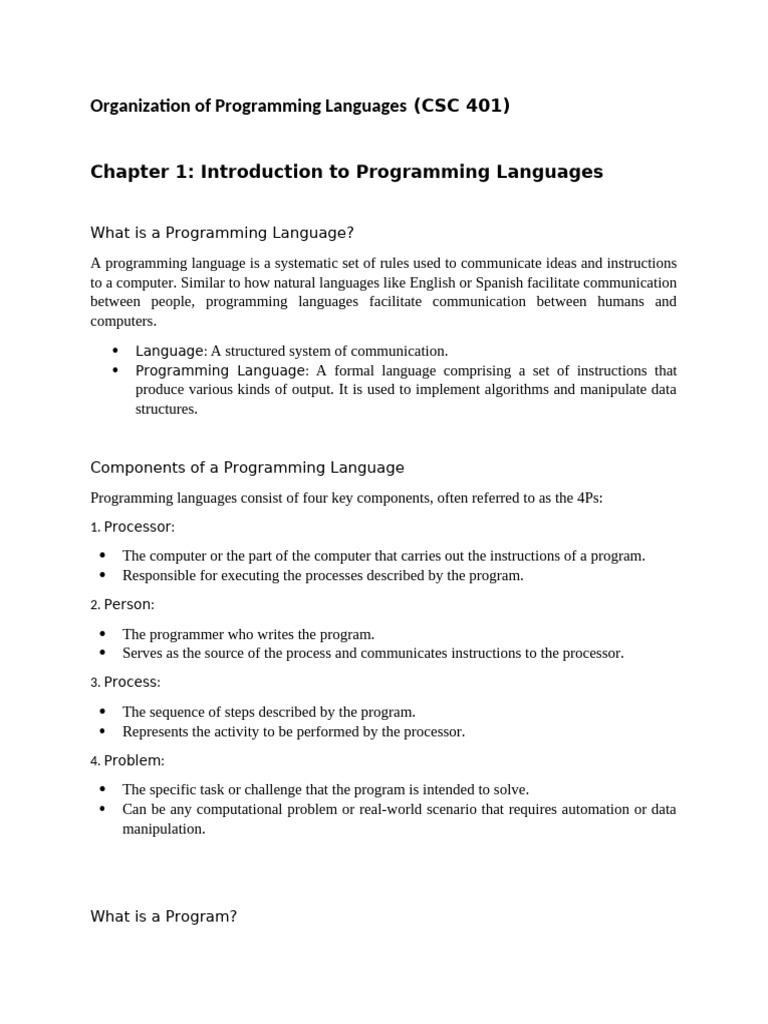 Csc401 Complete | PDF | Programming Language | Computer Programming