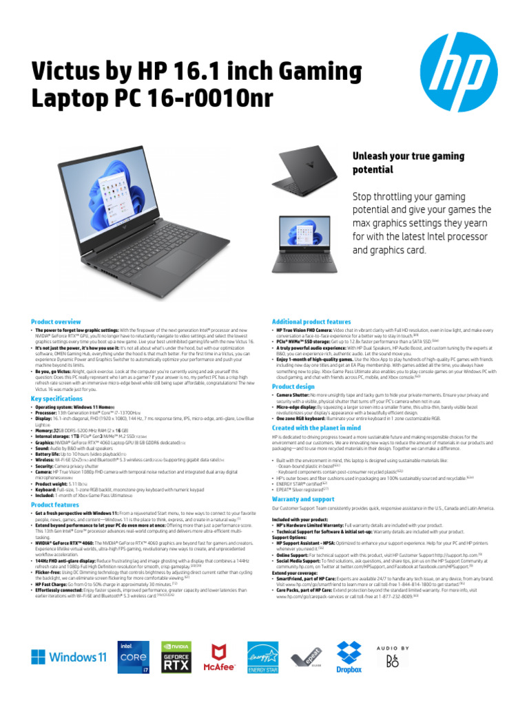 HP V16 R0010NR | PDF | Intel | Graphics Processing Unit