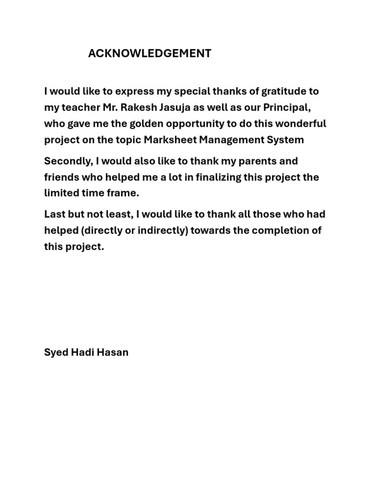 Acknowledgment | PDF