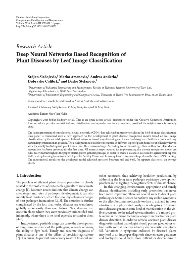 Deep Neural Networks Based Recognition of Plant Di | PDF | Artificial ...