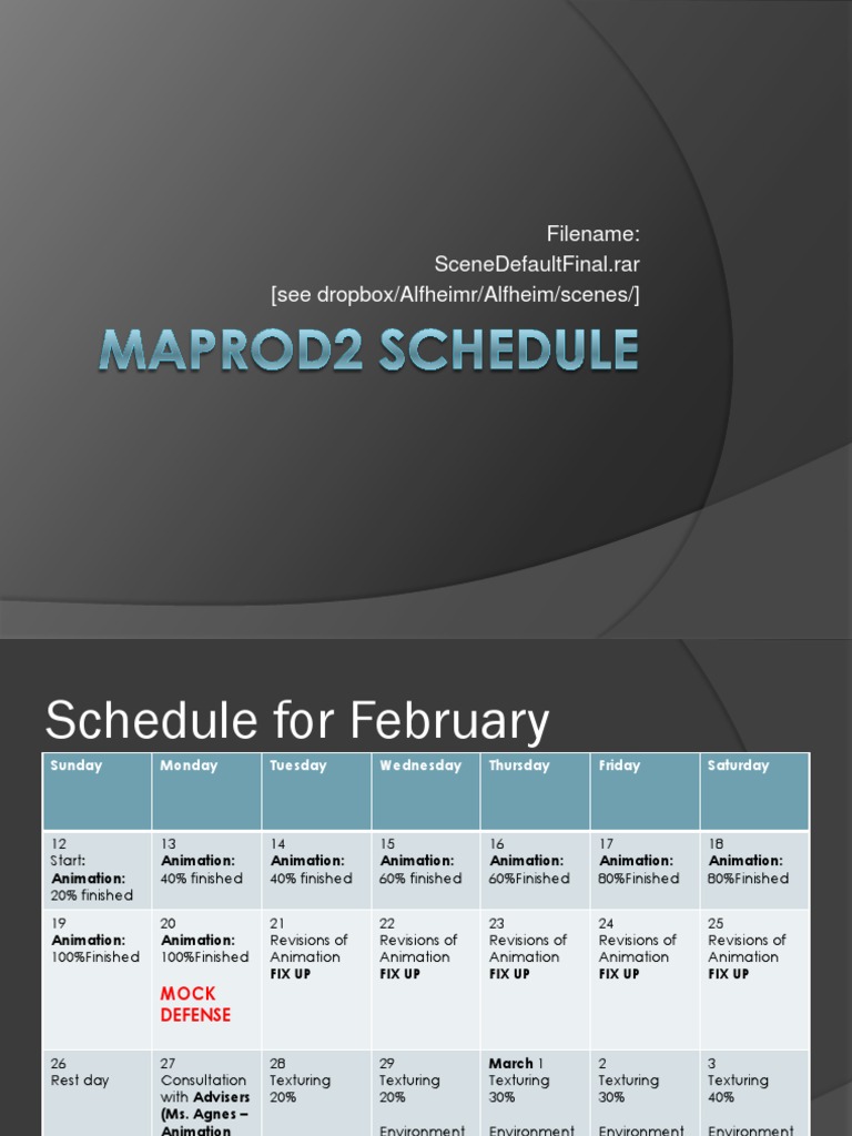 February Animation Schedule & Revisions | PDF