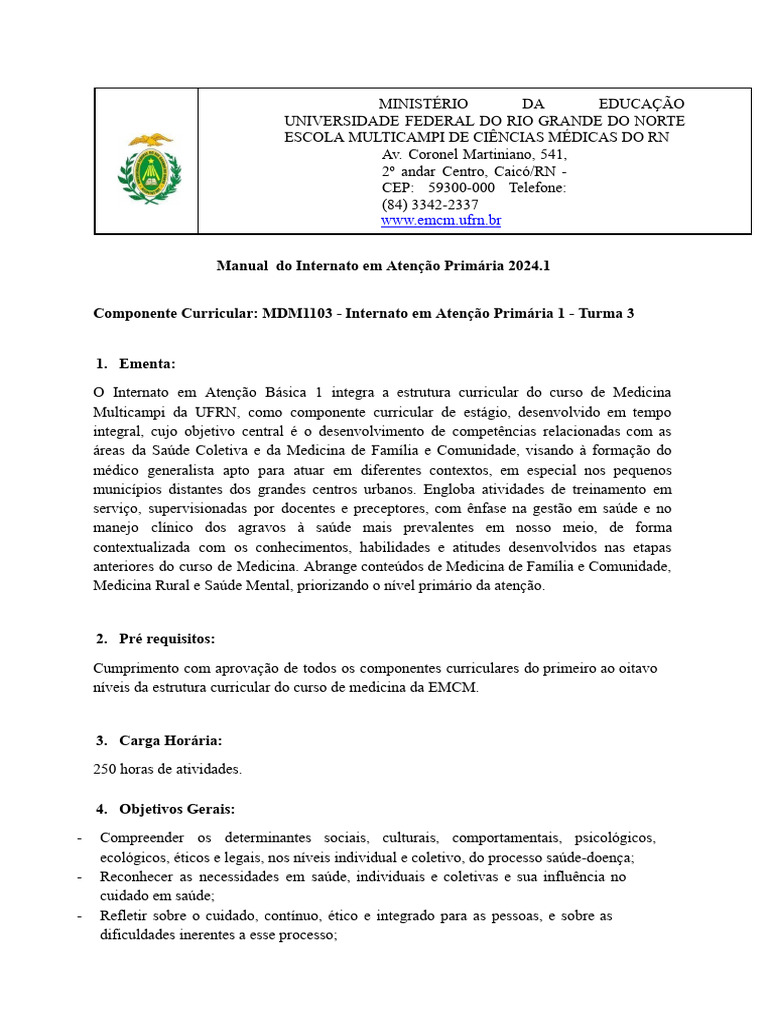 Manual do Internato em Atenção Primária 2024 | PDF | Família | Remédio