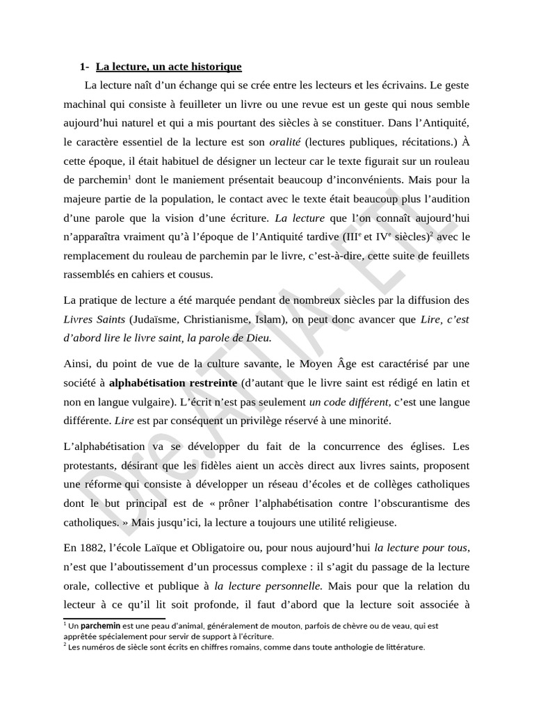 Histoire et enjeux de la lecture | PDF | Livres