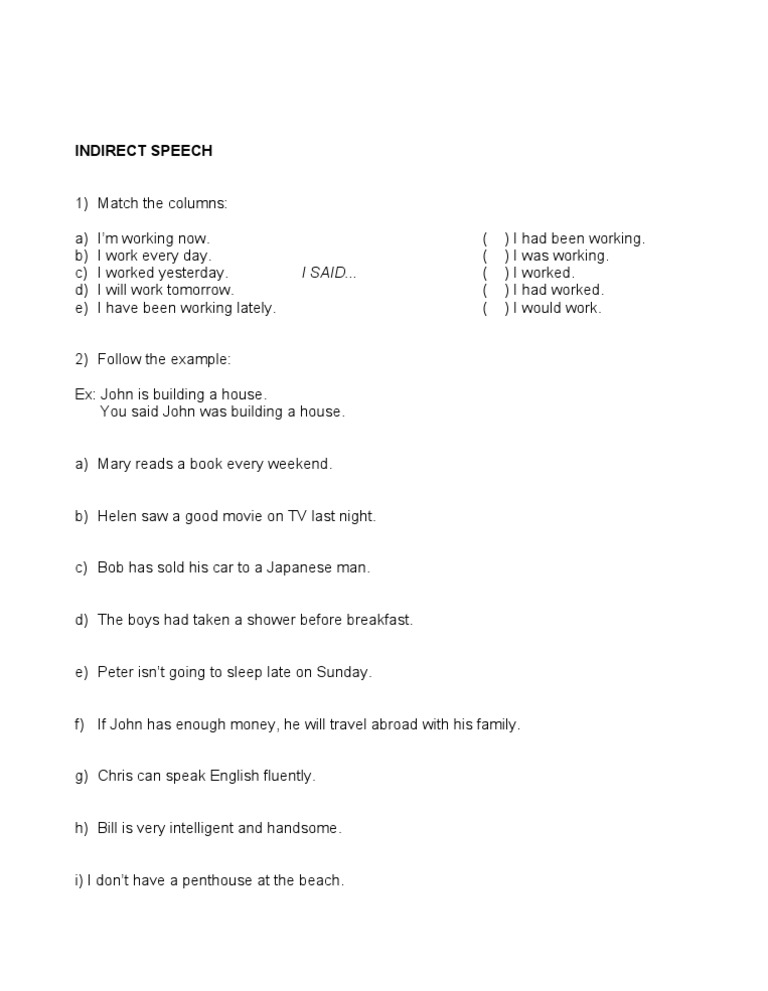 Indirect Speech | PDF