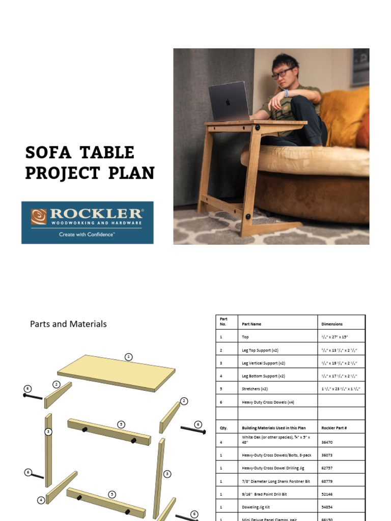 DIY Sofa Table Project Plan | PDF | Screw | Drill