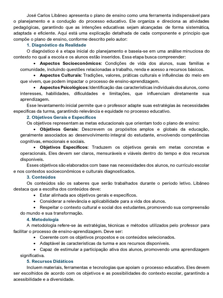 Importância do Plano de Ensino na Educação | PDF | Pedagogia | Aprendizado
