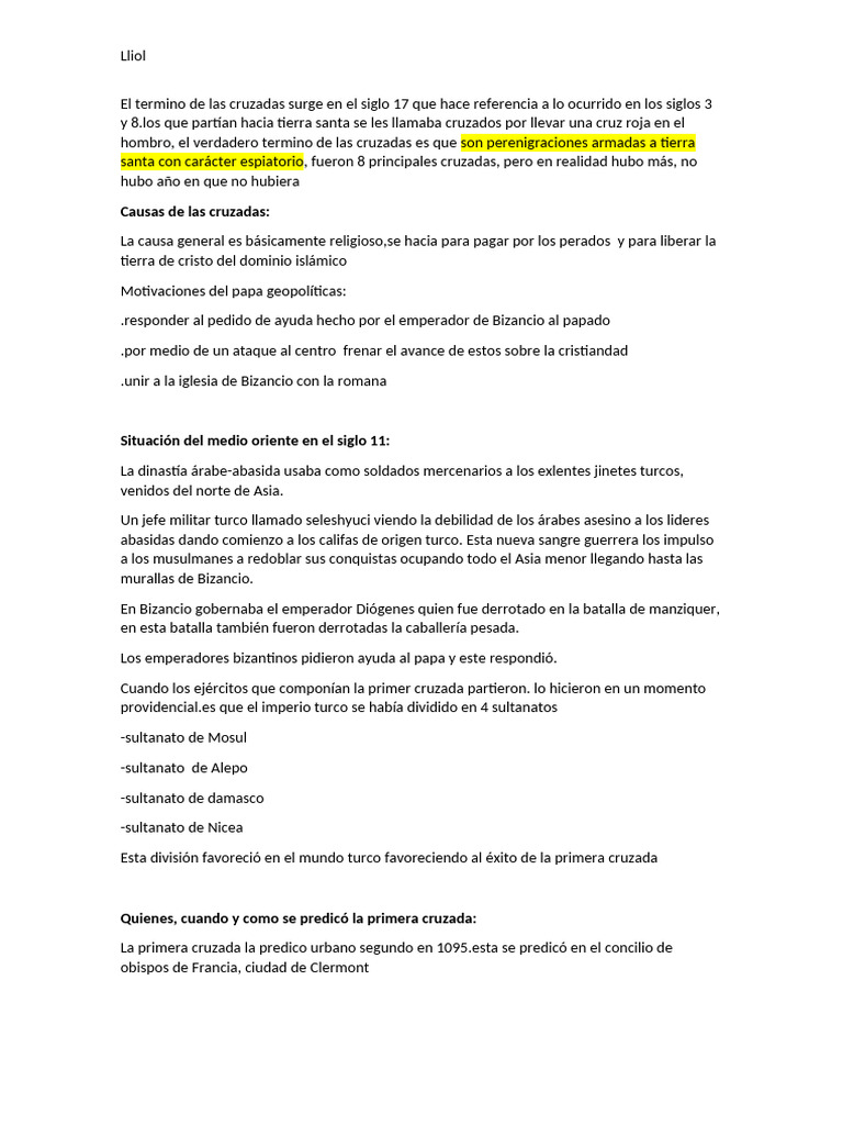 Historia de las Cruzadas y sus Consecuencias | PDF | Cruzadas | imperio ...
