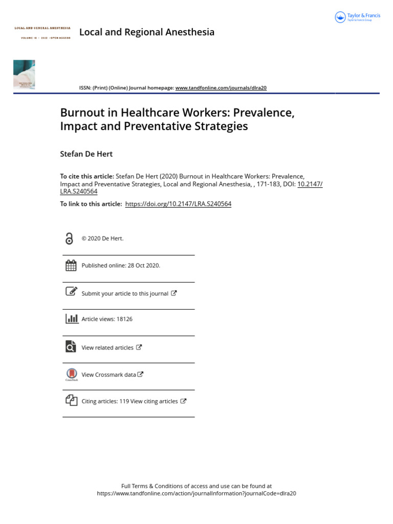 Burnout in Healthcare Workers: Causes & Solutions | PDF | Occupational ...