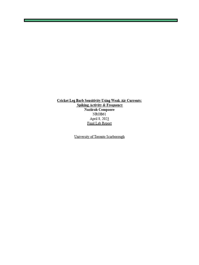Cricket Leg Sensitivity to Air Currents | PDF | Stimulus (Physiology ...