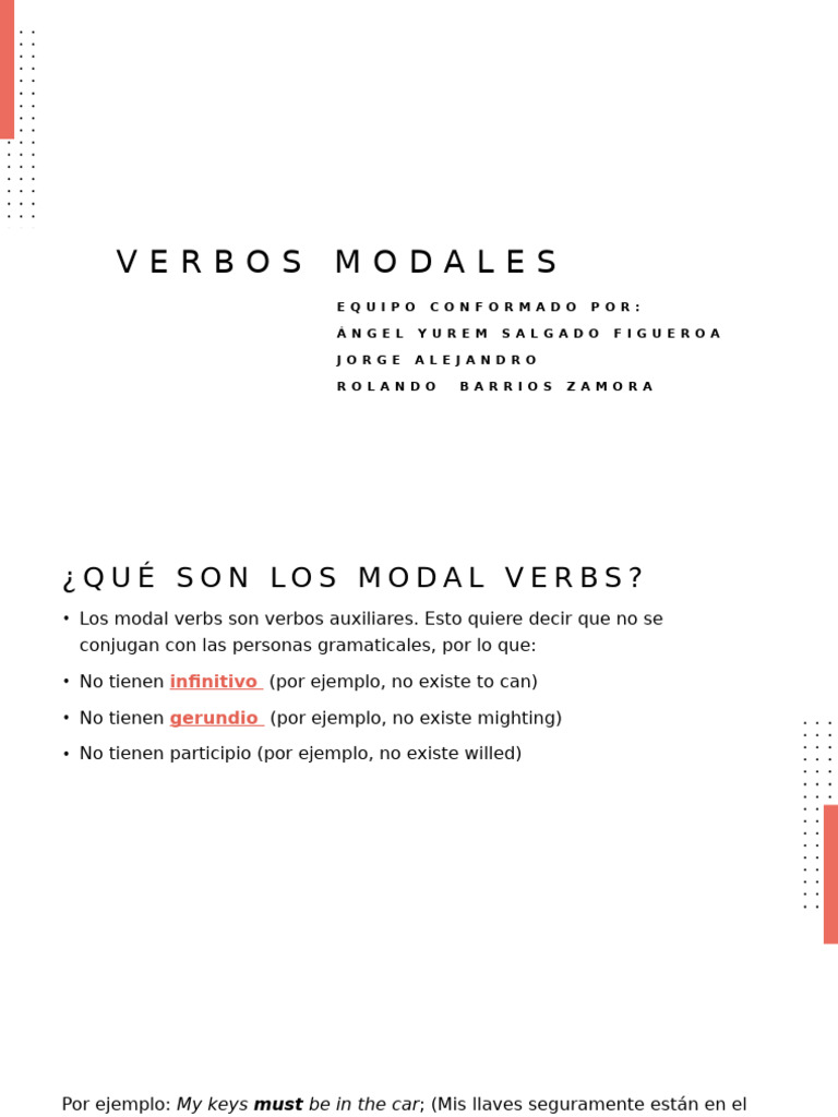 Guía Completa de Verbos Modales en Inglés | PDF | Verbo | Asunto ...