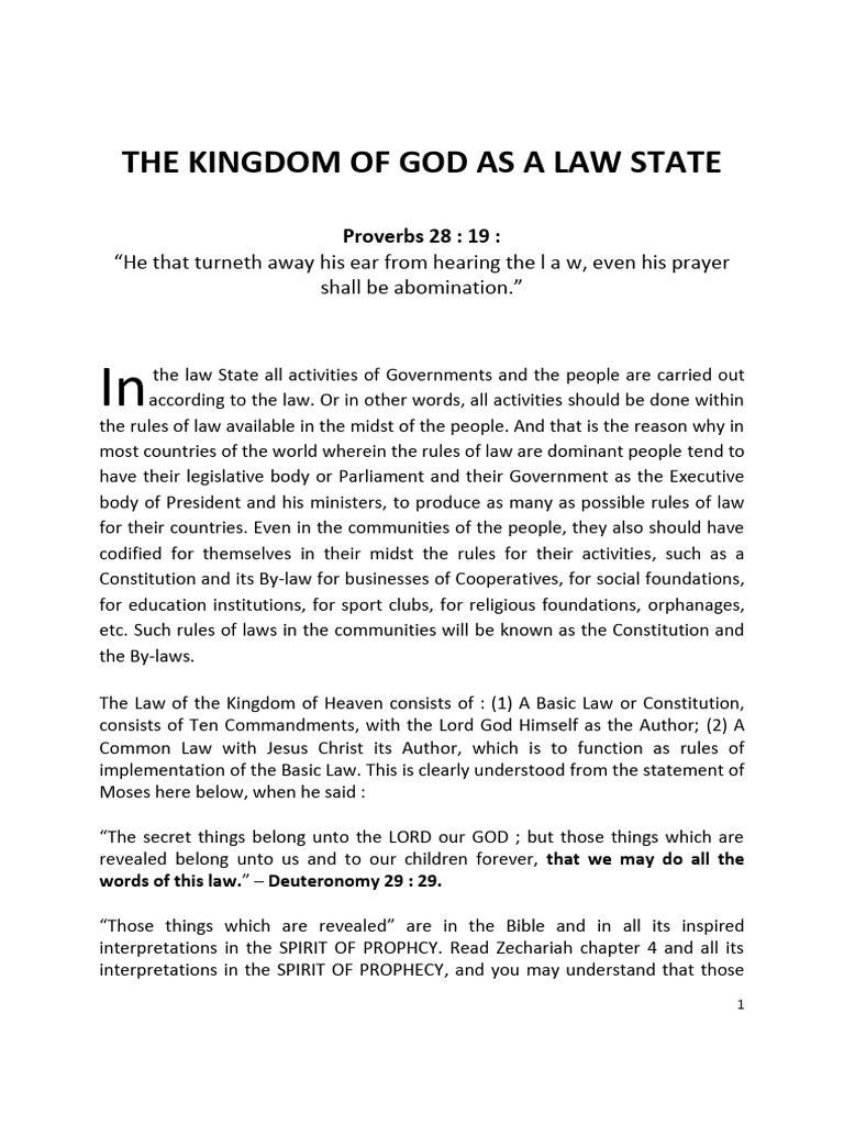 The Kingdom of God As A Law State | PDF | Kingship And Kingdom Of God ...