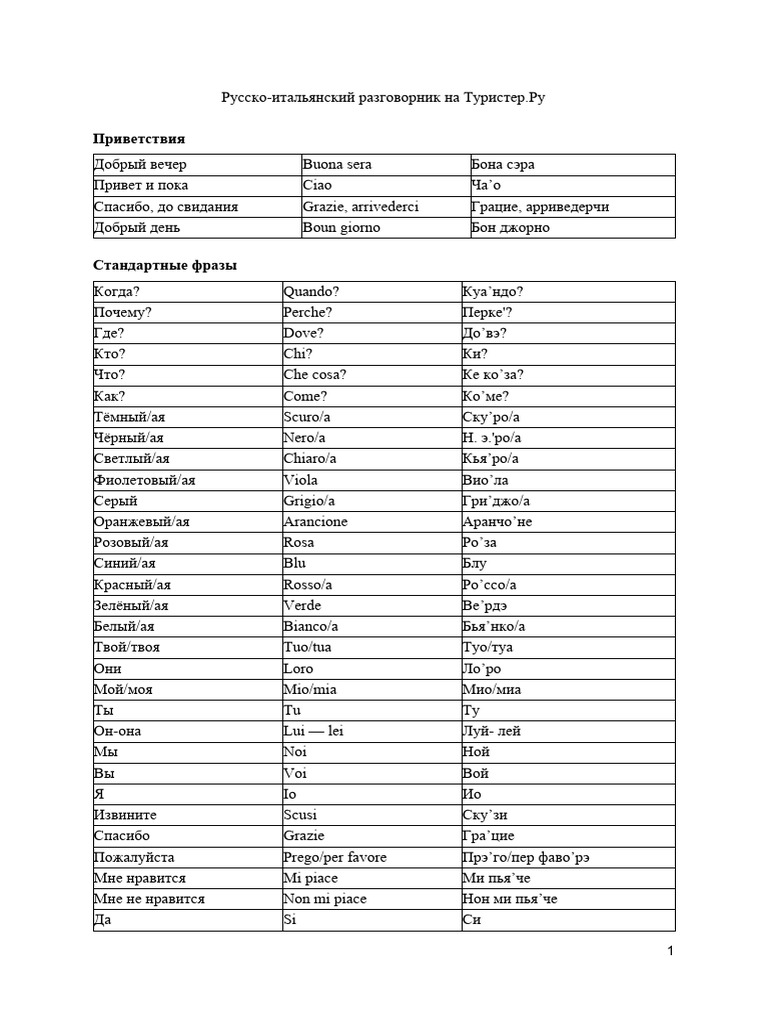 Russko-Italijanskij Razgovornik | PDF