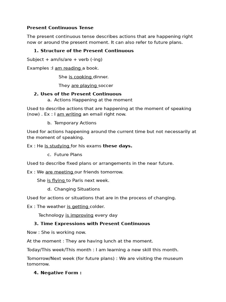 Understanding Present Continuous Tense | PDF
